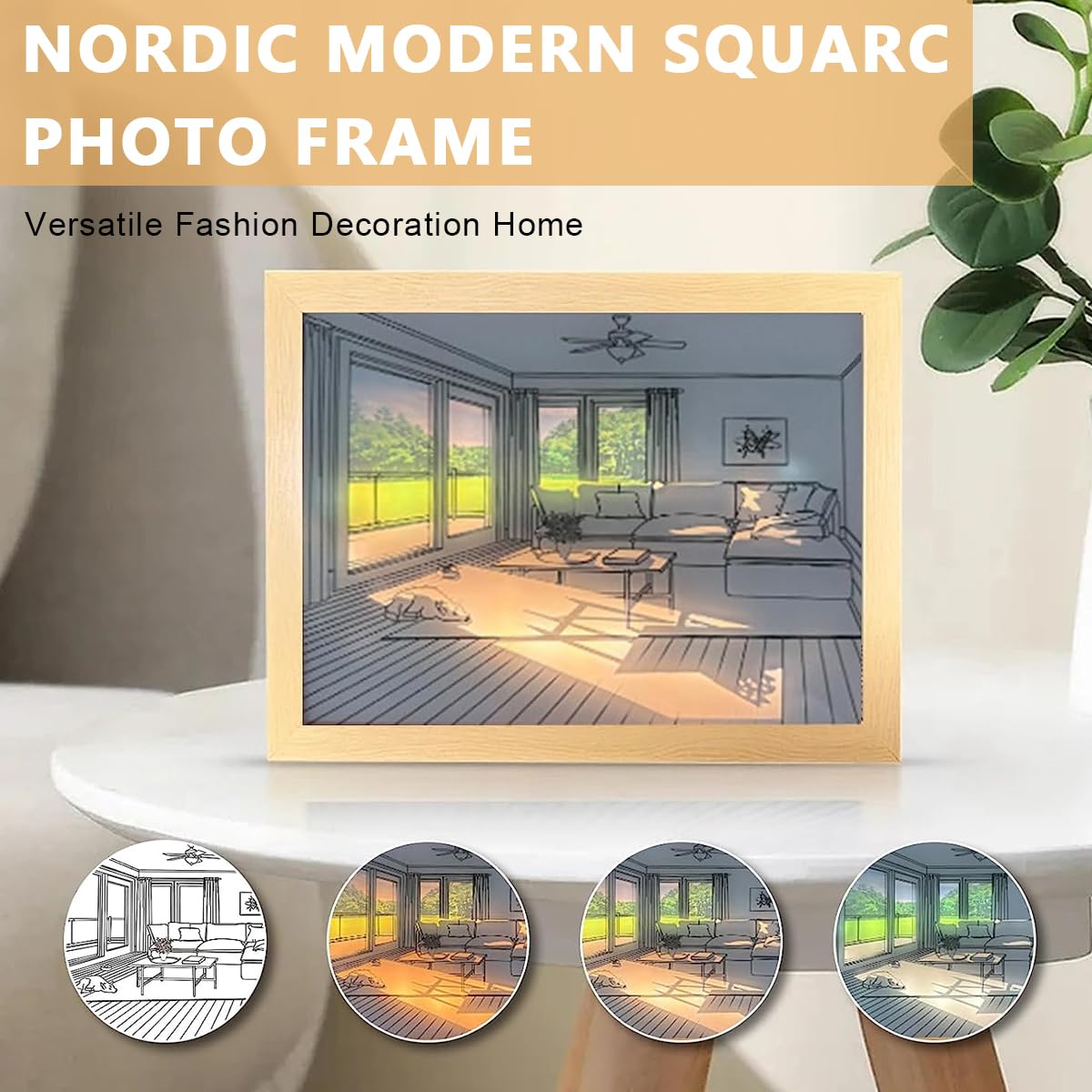HASTHIP Wooden Framed Art Wall Lighting Painting Decoration, LED Glowing Photo Frame, Adjustable Acrylic Glass Painting Decorative, USB Powered, 3 Lighting Modes, Wall Decor for Home Bedroom (A) HASTHIP Wooden Framed Art Wall Lighting Painting Decoration, LED Glowing Photo Frame, Adjustable Acrylic Glass Painting Decorative, USB Powered, 3 Lighting Modes, Wall Decor for Home Bedroom (A)